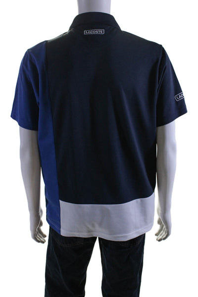 Lacoste Sport Mens Short Sleeve Collared Logo Polo Shirt Blue White Size 5