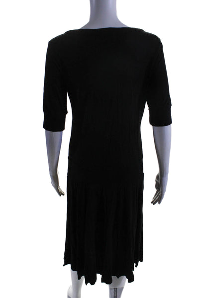 James Perse Womens Buttoned Round Neck Slip-on Dress Black Size 4