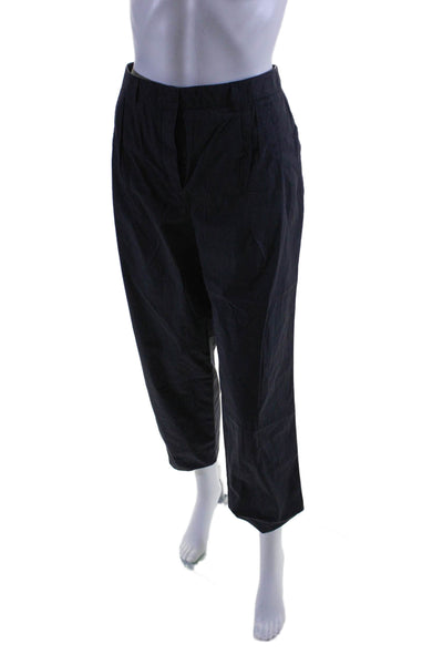 Jil Sander Womens Cotton Zipped Buttoned Slip-on Pants Dark Blue Size 42