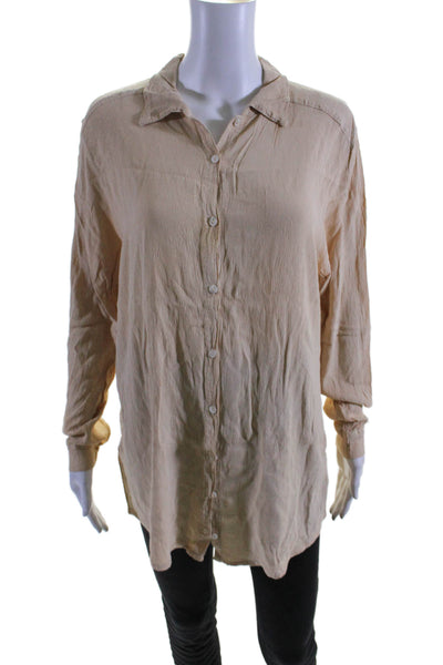 Ghost Womens Buttoned Collared Long Sleeve Blouse Beige Size L