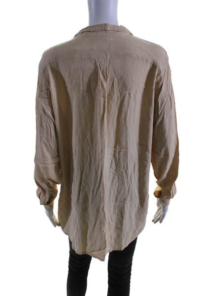 Ghost Womens Buttoned Collared Long Sleeve Blouse Beige Size L