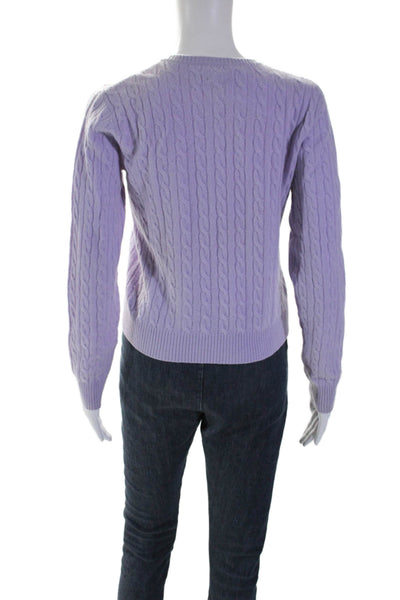 Aqua Womens Cashmere Ribbed Braided Knit Long Sleeve Sweater Purple Size S