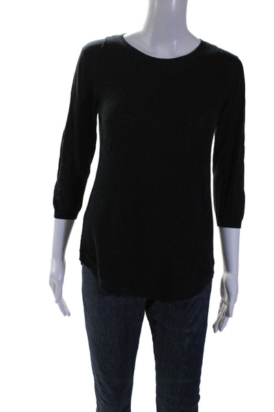 Cotton By Autumn Cashmere Womens Long Sleeve Basic Knit Top Black Size S