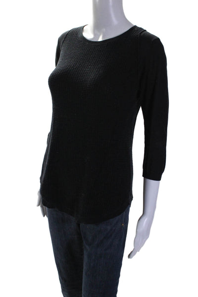 Cotton By Autumn Cashmere Womens Long Sleeve Basic Knit Top Black Size S