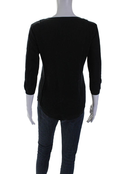 Cotton By Autumn Cashmere Womens Long Sleeve Basic Knit Top Black Size S