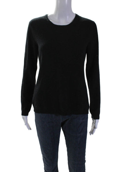 Sofia Cashmere Womens Cashmere Long Sleeve Round Neck Sweater Black Size M