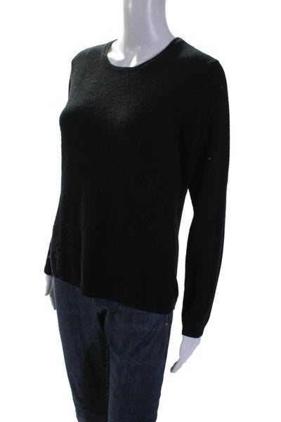 Sofia Cashmere Womens Cashmere Long Sleeve Round Neck Sweater Black Size M