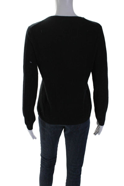 Sofia Cashmere Womens Cashmere Long Sleeve Round Neck Sweater Black Size M