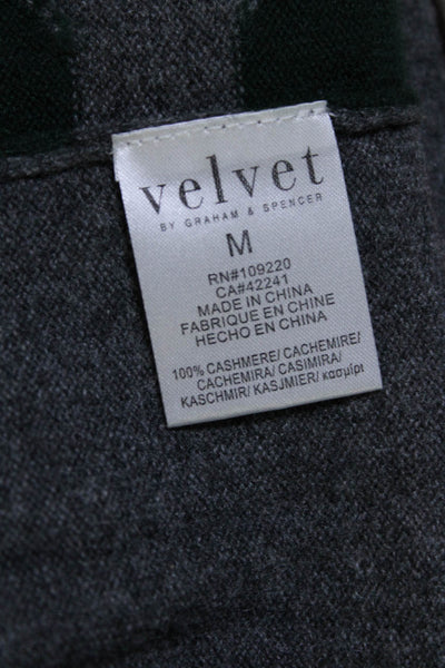 Velvet Womens Cashmere Ribbed Knit Long Sleeve Camo Print Sweater Gray Size M