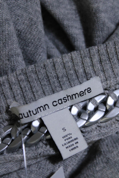 Autumn Cashmere Womens Cashmere Ribbed Knitted Round Neck Sweater Gray Size S