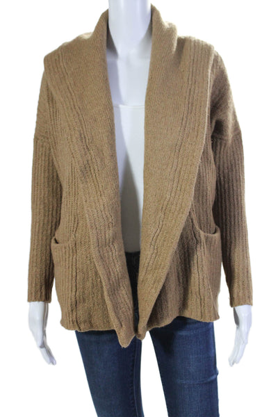 Vince Womens Wool Long Sleeve Open Front Sweater Brown Size M