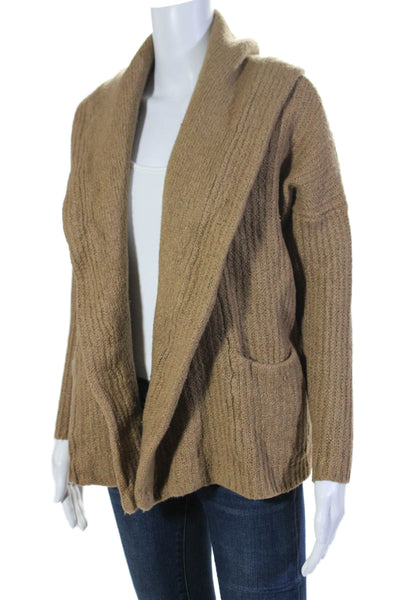 Vince Womens Wool Long Sleeve Open Front Sweater Brown Size M