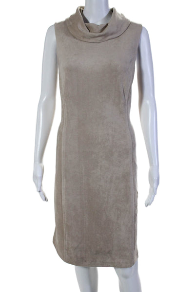 J. Mclaughlin Womens Turtleneck Sleeveless Slip-on Dress Beige Size L