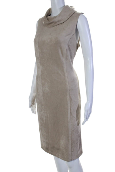 J. Mclaughlin Womens Turtleneck Sleeveless Slip-on Dress Beige Size L