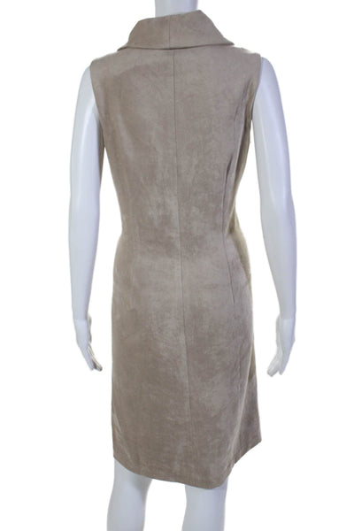 J. Mclaughlin Womens Turtleneck Sleeveless Slip-on Dress Beige Size L