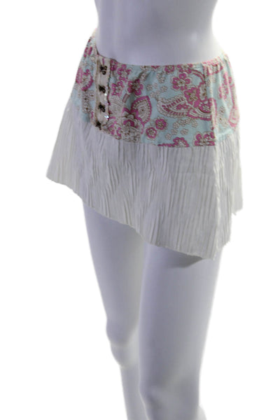 Letarte Handmade Womens Floral Print Pull On Swim Skirt White Size Medium
