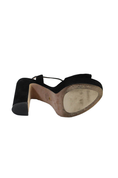 Stuart Weitzman Womens Suede Twist Knot Platform Sandal Heels Black Size 8