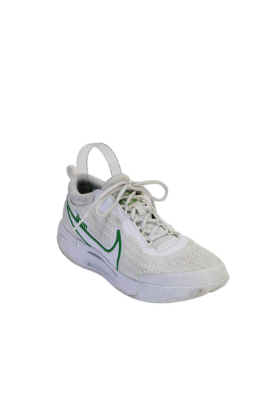 Nike Womens Low Top Lace Up Court Zoom Pro Sneakers White Green Size 9.5