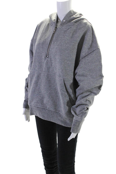 Sport The Kooples Womens Cotton Half Zip Oversize Pullover Hoodie Gray Size 2