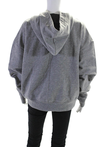 Sport The Kooples Womens Cotton Half Zip Oversize Pullover Hoodie Gray Size 2