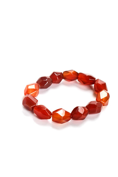 Designer Womens Tumbled Carnelian Stretch Beaded Bracelet