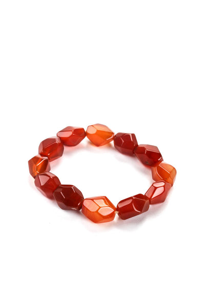 Designer Womens Tumbled Carnelian Stretch Beaded Bracelet