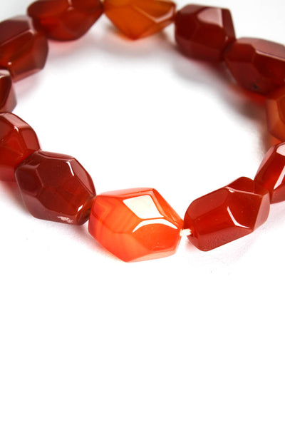 Designer Womens Tumbled Carnelian Stretch Beaded Bracelet