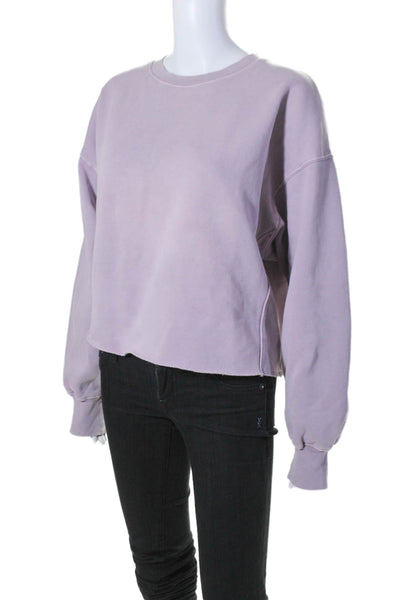 TNA Womens Cotton Ribbed Crew Neck Long Sleeved Sweatshirt Purple Size 2