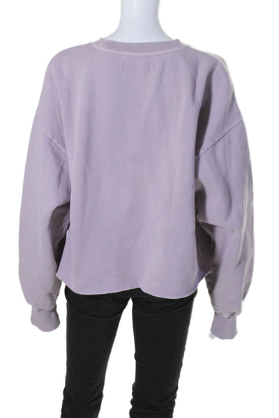 TNA Womens Cotton Ribbed Crew Neck Long Sleeved Sweatshirt Purple Size 2