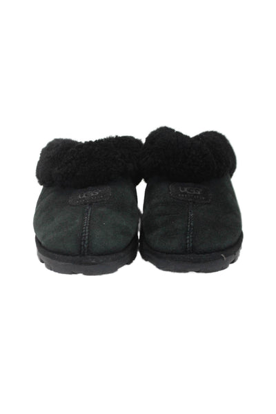 UGG Australia Womens Shearling Lined Suede Slippers Black Size 8