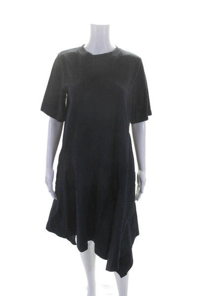 COS Womens Short Sleeve Crew Neck Shirt Shift Dress Navy Blue Cotton Size XS