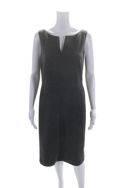 Max Mara Womens Back Zip Sleeveless V Neck Sheath Dress Gray Wool Size 8