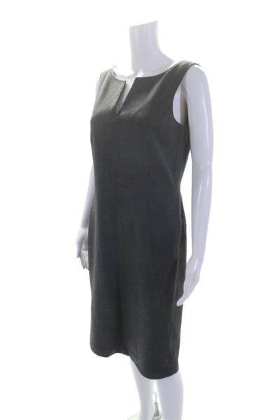 Max Mara Womens Back Zip Sleeveless V Neck Sheath Dress Gray Wool Size 8