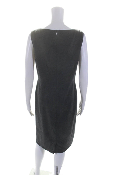 Max Mara Womens Back Zip Sleeveless V Neck Sheath Dress Gray Wool Size 8