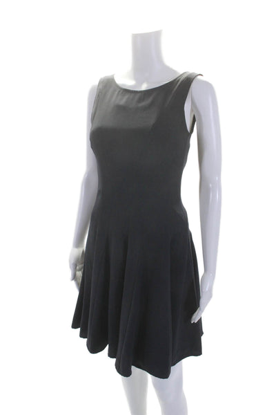 Theory Womens Back Zip Sleeveless Scoop Neck A Line Dress Navy Blue Size 2