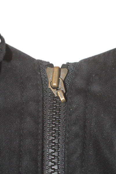 RAINFOREST Mens Double Zip Leather Trim Coat Black Size M