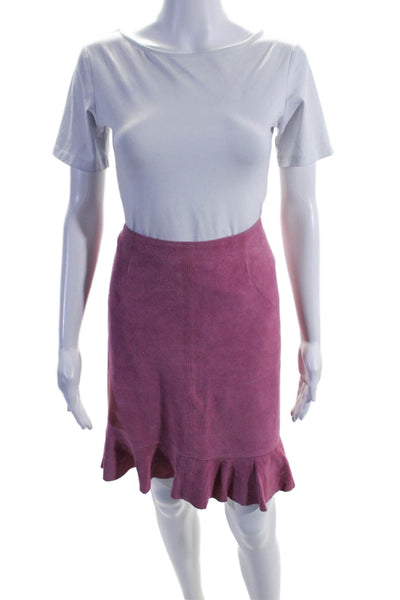 Lily Pulitzer Womens Lamb Suede Textured Lined Zip Ruffle Skirt Pink Size 10