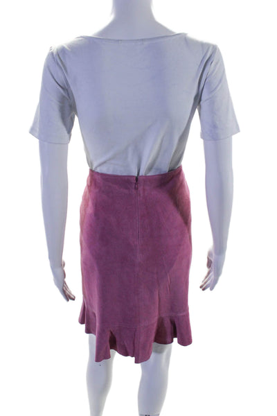 Lily Pulitzer Womens Lamb Suede Textured Lined Zip Ruffle Skirt Pink Size 10