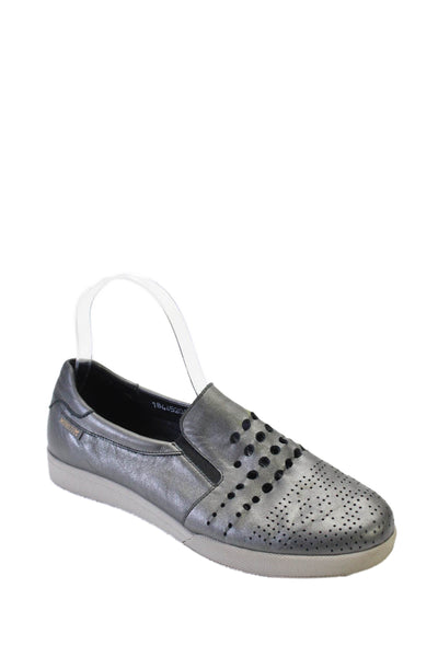 Mephisto Womens Textured Closed Toe Cut Out Design Slip On Casual Shoes Gray Siz