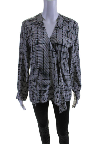 Giorgio Armani Womens Silk Abstract Open Front Cardigan Black White Size 42