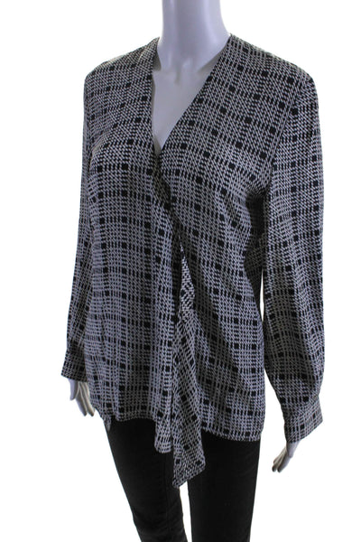 Giorgio Armani Womens Silk Abstract Open Front Cardigan Black White Size 42