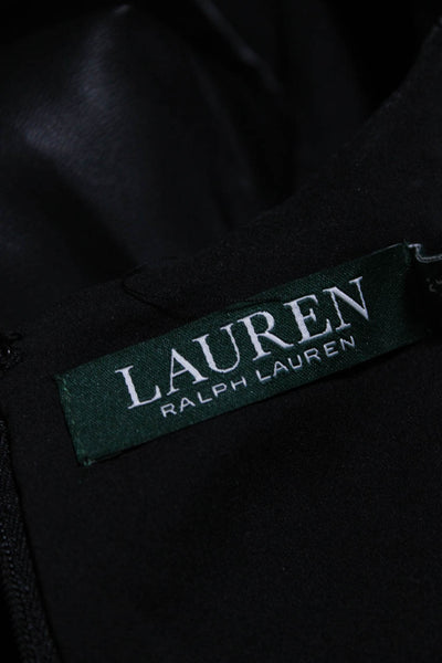 Lauren Ralph Lauren Womens Back Zip Crew Neck Faux Leather Dress Black Size 2