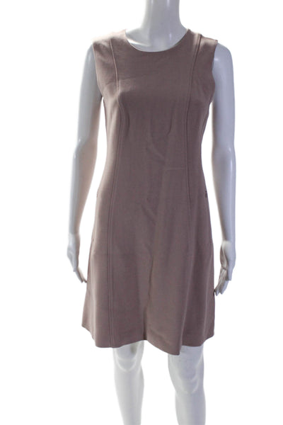 Theory Womens Back Zip Sleeveless Crew Neck Shift Dress Pink Size 4