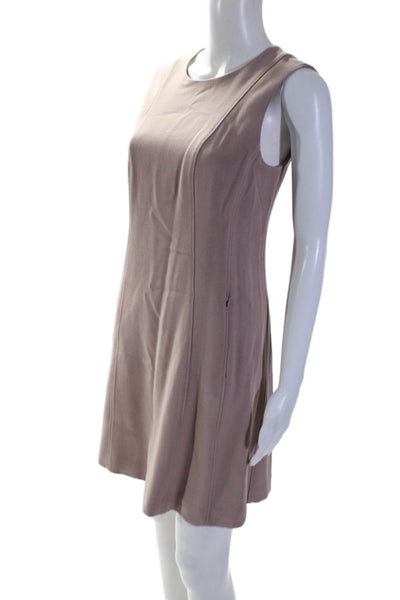 Theory Womens Back Zip Sleeveless Crew Neck Shift Dress Pink Size 4