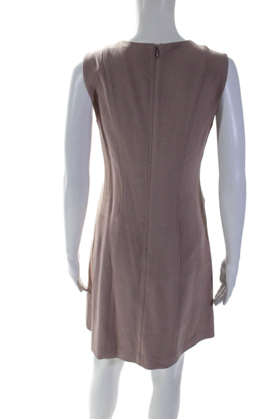 Theory Womens Back Zip Sleeveless Crew Neck Shift Dress Pink Size 4