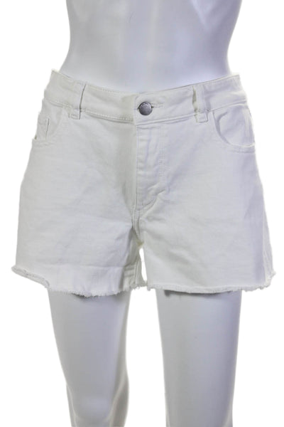 DL1961 Womens Denim Zip High Rise Boyfriend Fit Karlie Shorts White Size 29