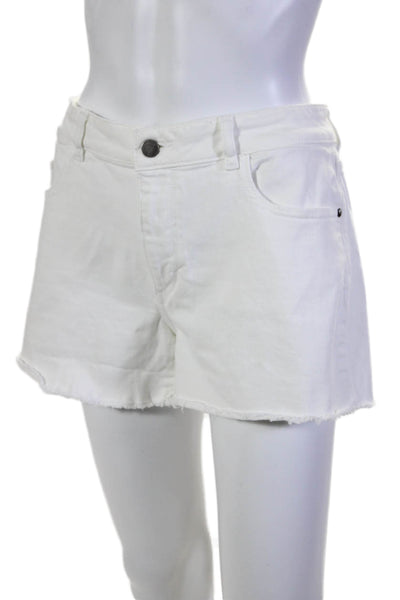 DL1961 Womens Denim Zip High Rise Boyfriend Fit Karlie Shorts White Size 29