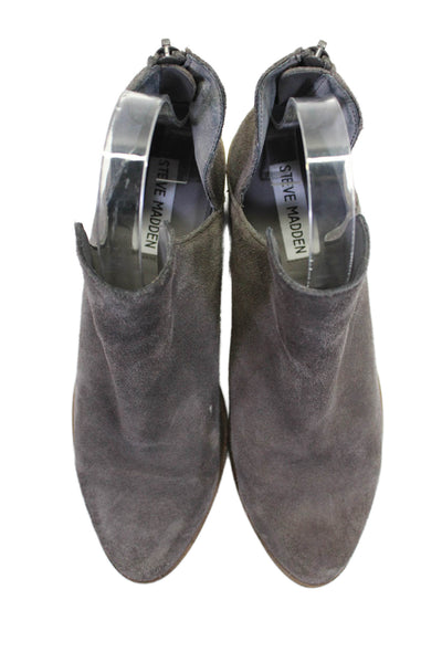 Steve Madden Womens Suede Cut Out Zip Up Ankle Boots Gray Size 7.5 Medium