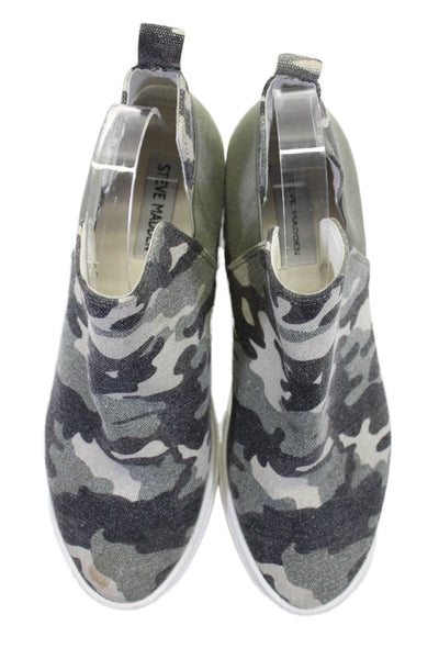 Steve Madden Womens Camouflage Print Crushin Sneakers Green Beige Size 8 Medium