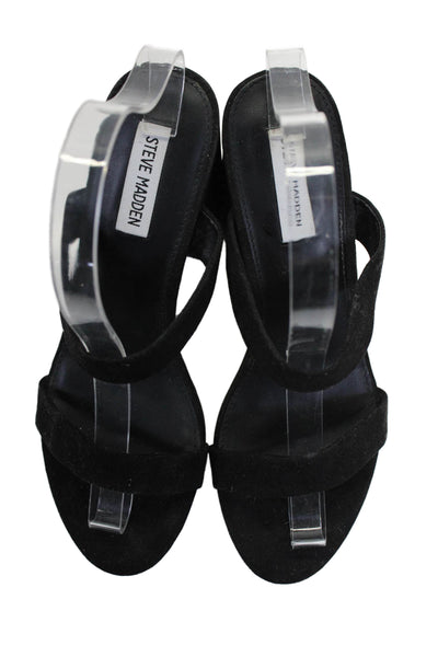 Steve Madden Womens Slide On Lounge Sandal Heels Jet Black Size 8.5 Medium